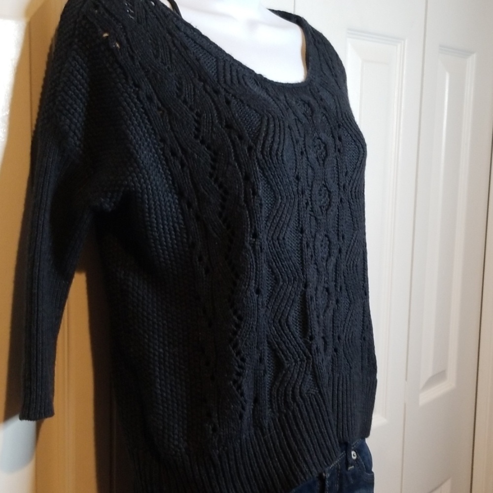 Gap Navy Cable Knit 3/4 Sleeve Sweater Sz XS - Picture 3 of 6
